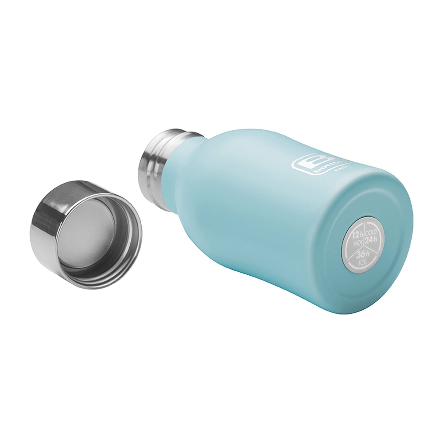 Bottiglia TWIN 250 ml Colore Acqua Marina sabbiato. Tappo finitura lucida. Finitura anti-graffio DIAMOND COATING. Mantiene i liquidi caldi per 12 ore, freddi per 24 e il ghiaccio per 36 ore. Realizzata in acciaio inox 18/10 Misure: Diametro ø 6,8 cm, altezza 14,1 cm. In negozio e on line su tuttochic.it