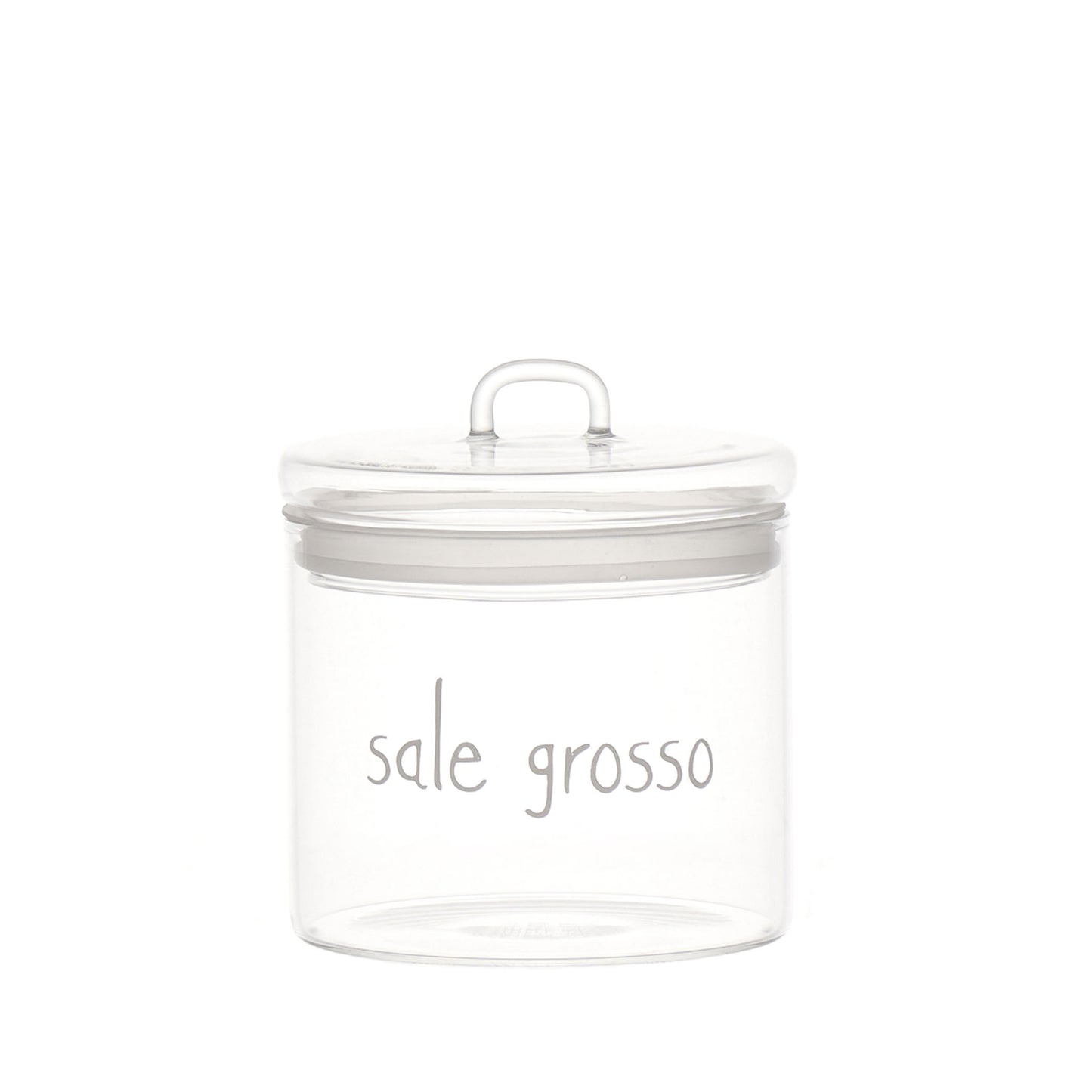 Barattolo "sale grosso" Realizzato in vetro borosilicato Dimensioni: ø 12 x h 13 cm - lavabile in lavastoviglie. In negozio e online su tuttochic.it