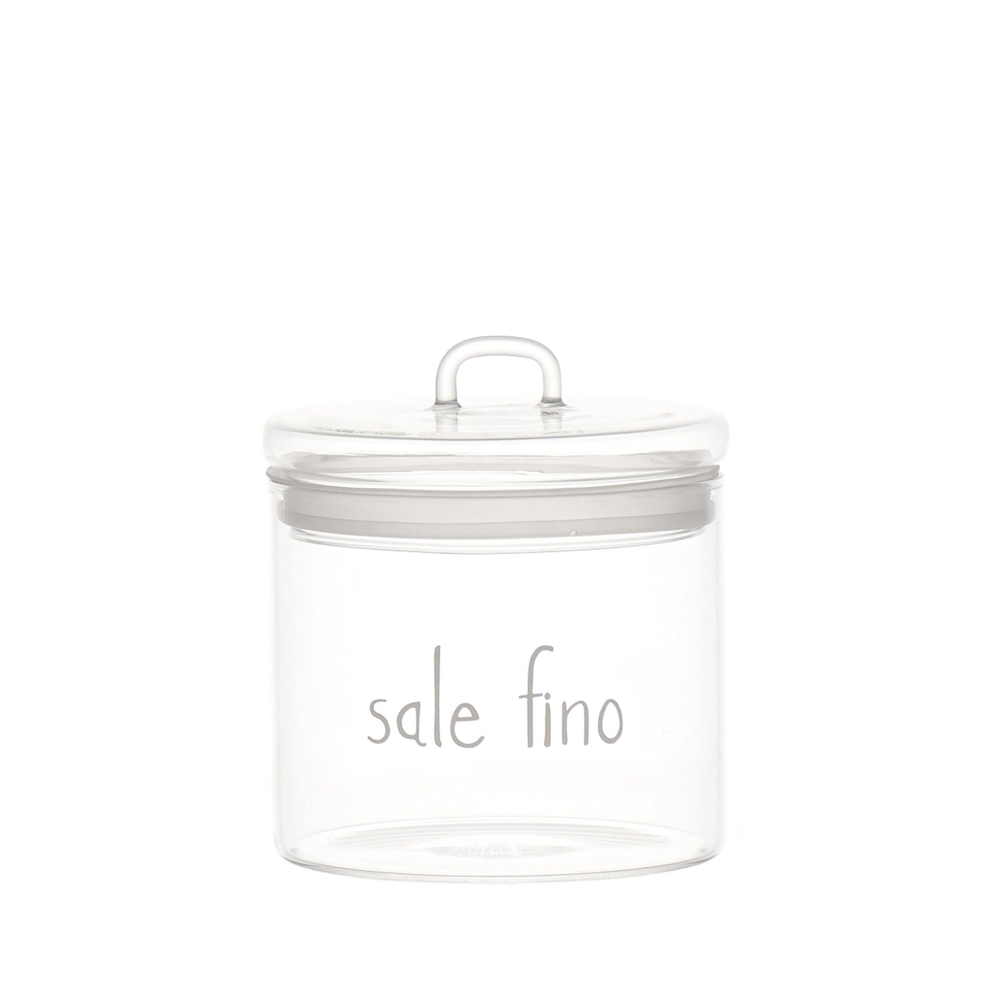 Barattolo "sale fino" Realizzato in vetro borosilicato Dimensioni: ø 12 x h 13 cm - lavabile in lavastoviglie. In negozio e online su tuttochic.it