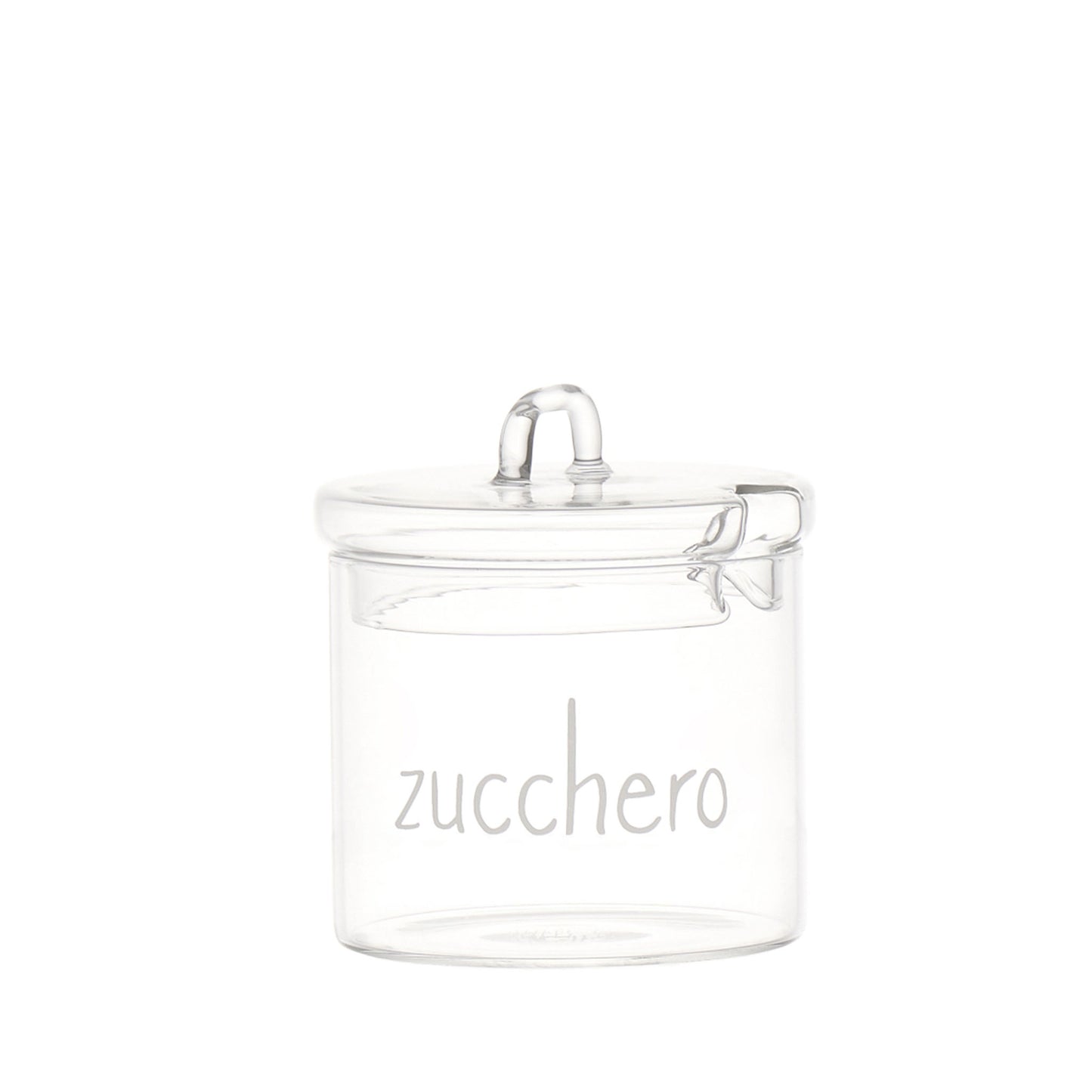 zuccheriera in vetro borosilicato trasparente Il coperchio è dotato di un comodo incavo per il cucchiaino. Dimensioni: ø 9 x h 11 cm. In negozio e online su tuttochic.it
