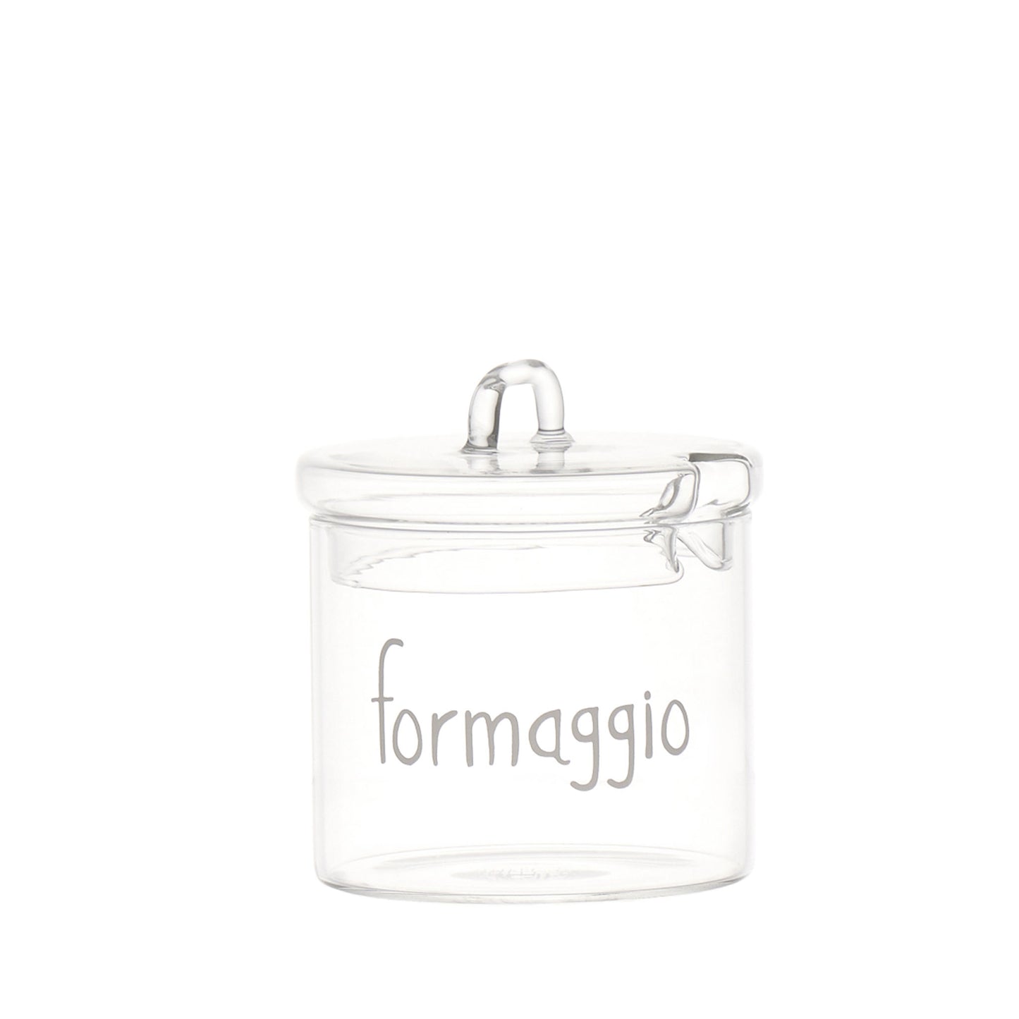 Formaggiera in vetro borosilicato trasparente, leggero e resistente. Il coperchio ha anche un incavo per tenere il cucchiaino di servizio a portata di mano. Dimensioni: ø 9 x h 11 cm. In negozio e online su tuttochic.it