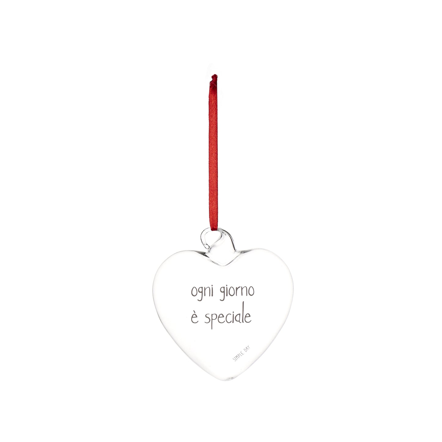 La pallina cuore "Ogni giorno è speciale" è un allegro decoro da appendere, realizzato in vetro borosilicato. In negozio e online su tuttochic.it