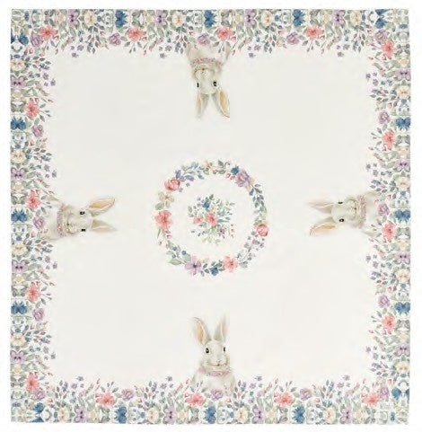 Tovaglia centrotavola Bunny di Nuvole di Stoffa! Realizzata in cotone di alta qualità, Dimensioni: cm 100x100. In negozio e online su tuttochic.it