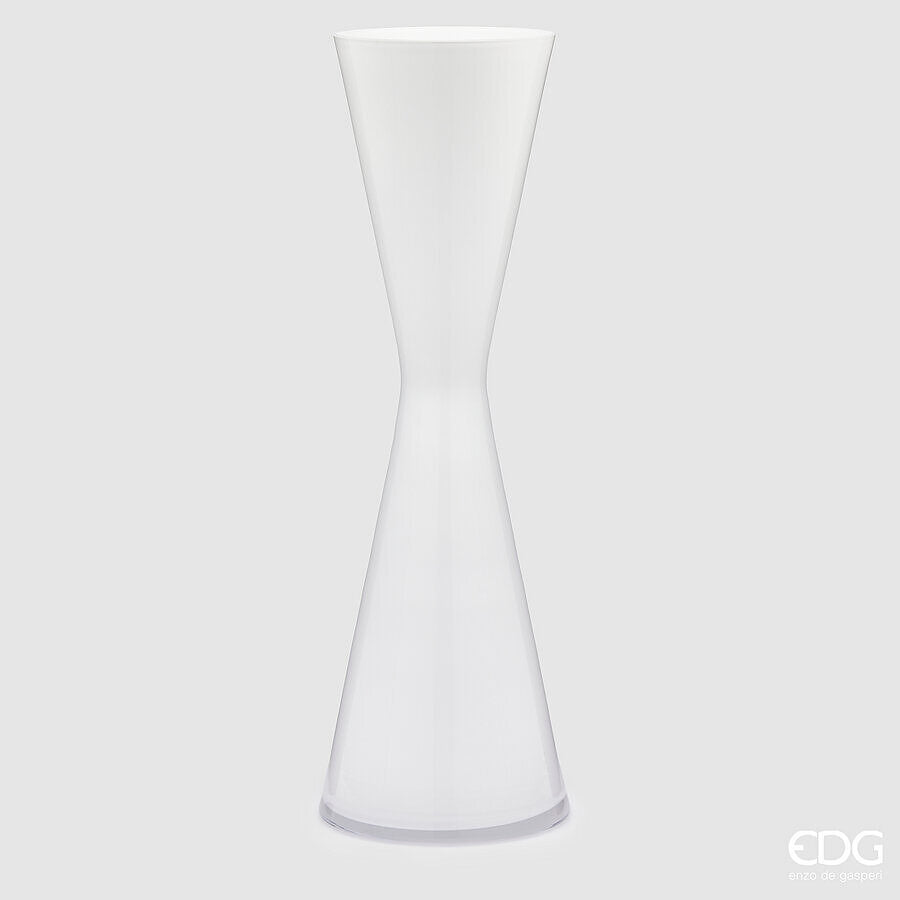 Clessidra bianco Nida. Realizzato con vetro incamiciato di colore bianco. Dimensioni: cm Ø 19 x h 60. In negozio e online su tuttochic.it