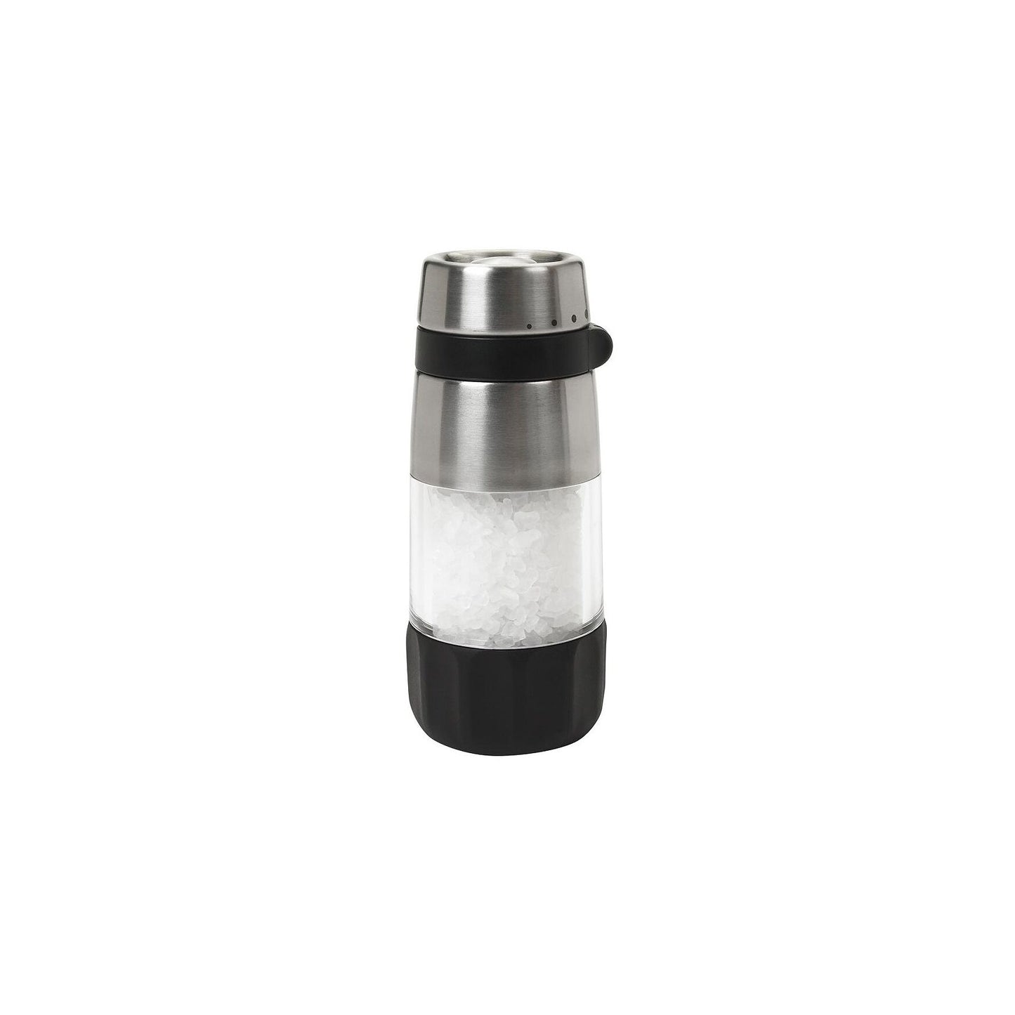 Dispenser per macinare, servire e conservare il sale con diametro del chicco regolabile fino a 5 finiture differenti.• Dimensioni: 5,6 x 5,6 x 14 cm• Capacità sale: 85 gr Materiali : acciaio inossidabile, macine in ceramica, plastica, riempito con sale marino. In negozio e online su tuttochic.it