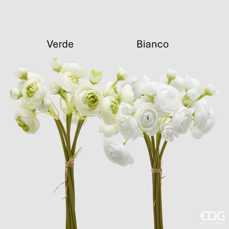 Questo bellissimo mazzo di ranuncoli artificiali, disponibile in tonalità verde e bianca, è un must-have per il tuo spazio di vita. Dimensioni: h cm 30. In negozio e online su tuttochic.it