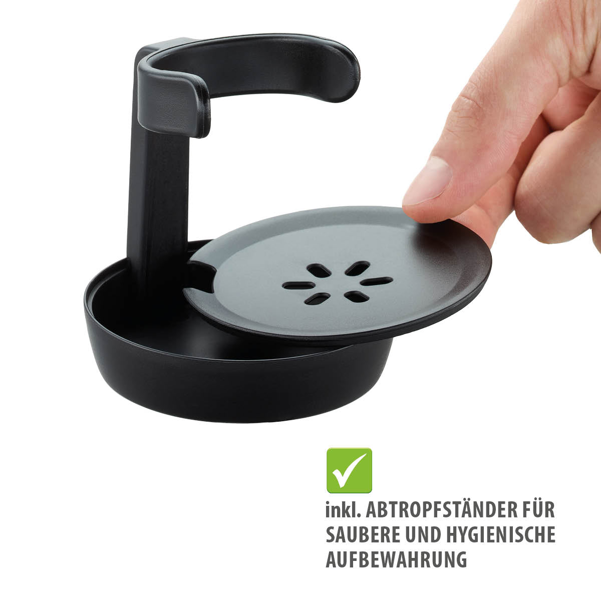 Spazzola lavapiatti Gefu SWIFT con dispenser detersivo e sgocciolatoio – 12 cm