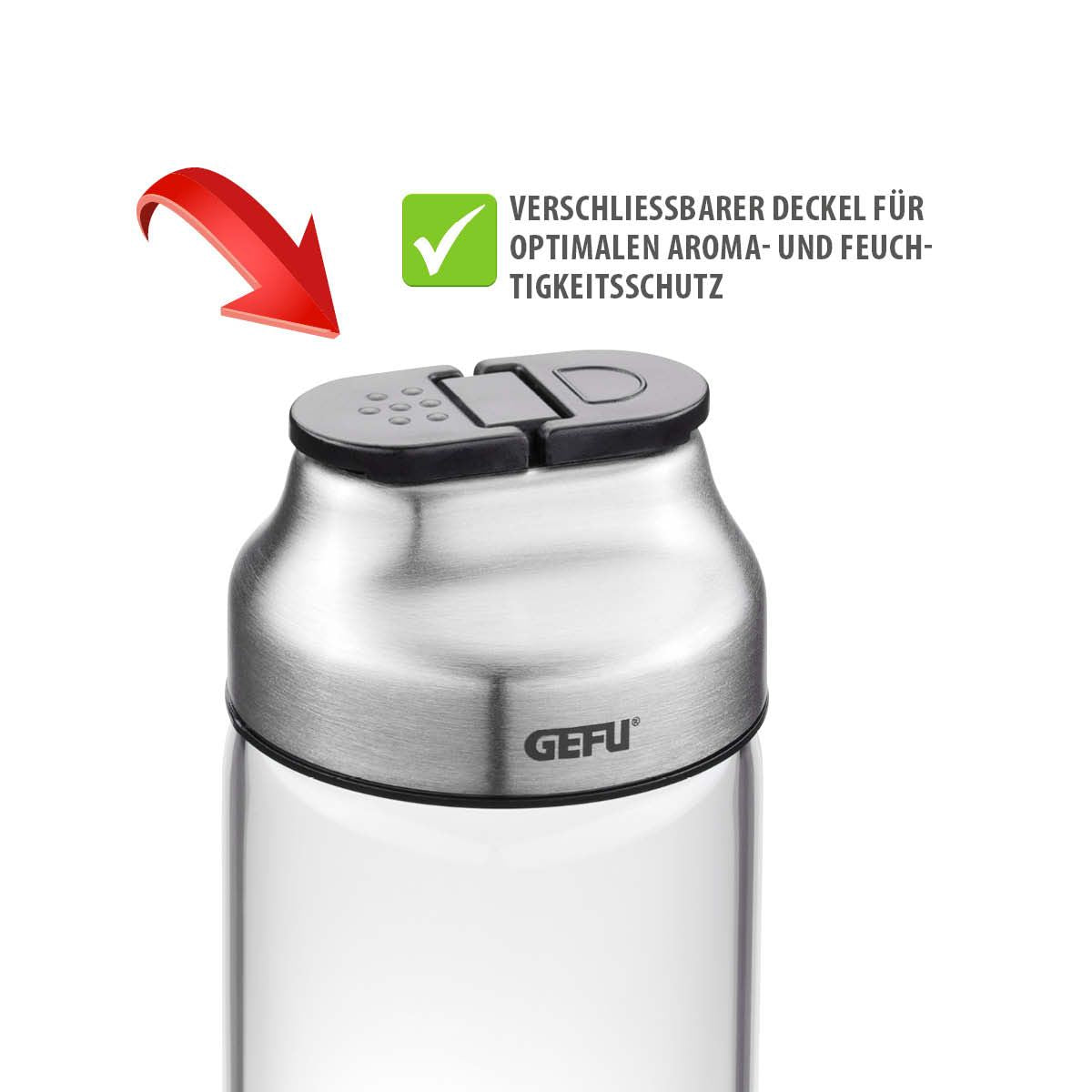 Portaspezie girevole KIPPO con 6 contenitori in vetro per spezie ed erbe apertura del coperchio a cerniera. dimensioni Ø 17,3 cm, alt. 15,8 cm• vetro borosilicato / acciaio inox pregiato / resina / silicone. In negozio e online su tuttochic.it