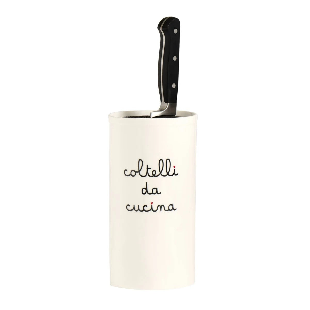 Il Portacoltelli Coltelli da cucina in gres porcellanato di colore bianco e interno in polipropilene, Dimensioni: ø 12,5 x h 24 cm. In negozio e online su tuttochic.it