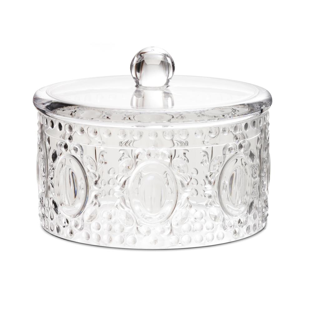 Porta bonbon in acrilico trasparente della collezione che ha fatto la storia del design italiano: Baroque & Rock. Opulenta e fastosa, minuziosa in ogni suo dettaglio, originale nei profili ed enfatica nelle linee. Dimensioni: Ø 17 , H 13,5 cm Lavabile in lavastoviglie, no microonde. In negozio e online su tuttochic.it