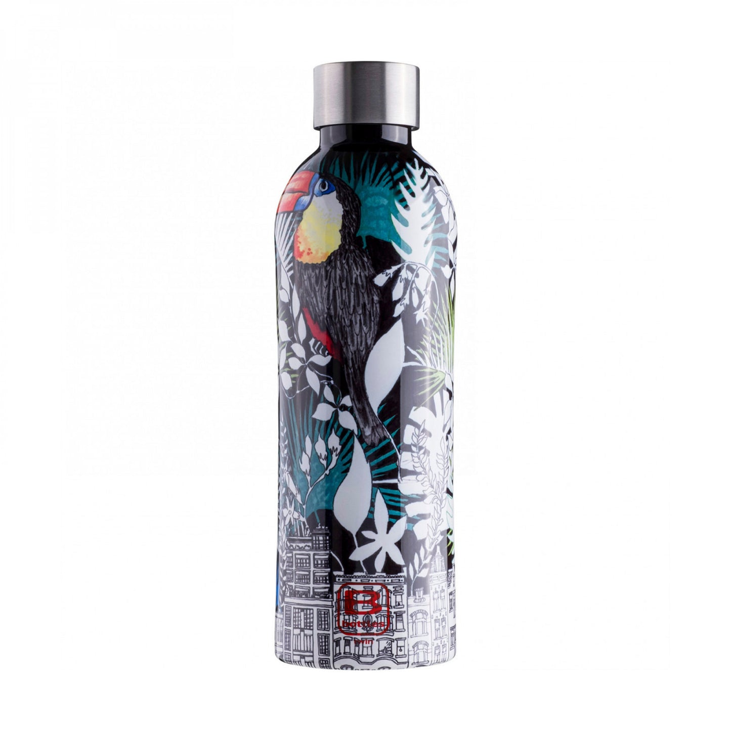 Bottiglia TWIN 800 ml La Ville. Tappo finitura satinata .Mantiene i liquidi caldi per 36 ore, freddi per 72 e il ghiaccio per 120 ore. Realizzata in acciaio inox 18/10, a doppia parte sottovuoto e con uno speciale rivestimento in rame... Misure: Diametro ø 8 cm, altezza 26 cm. In negozio e on line su tuttochic.it