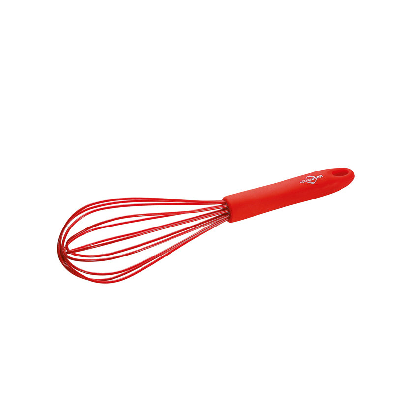 La frusta con nucleo stabile e fili d'acciaio inox rivestiti con silicone è adatta anche per pentole e padelle con rivestimento antiaderente. Resistente ad alte temperature fino a 270°C e lavabile in lavastoviglie. Dimensioni: cm 26,5 x 5,5. In negozio e online su tuttochic.it