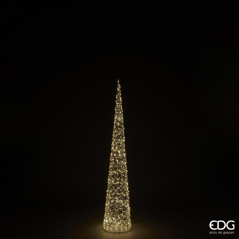 Albero di Natale a forma di cono con 720 led realizzato in metallo color oro chiaro e decorato con perline diametro cm 28 x 150 h. In negozio e online su tuttochic.it