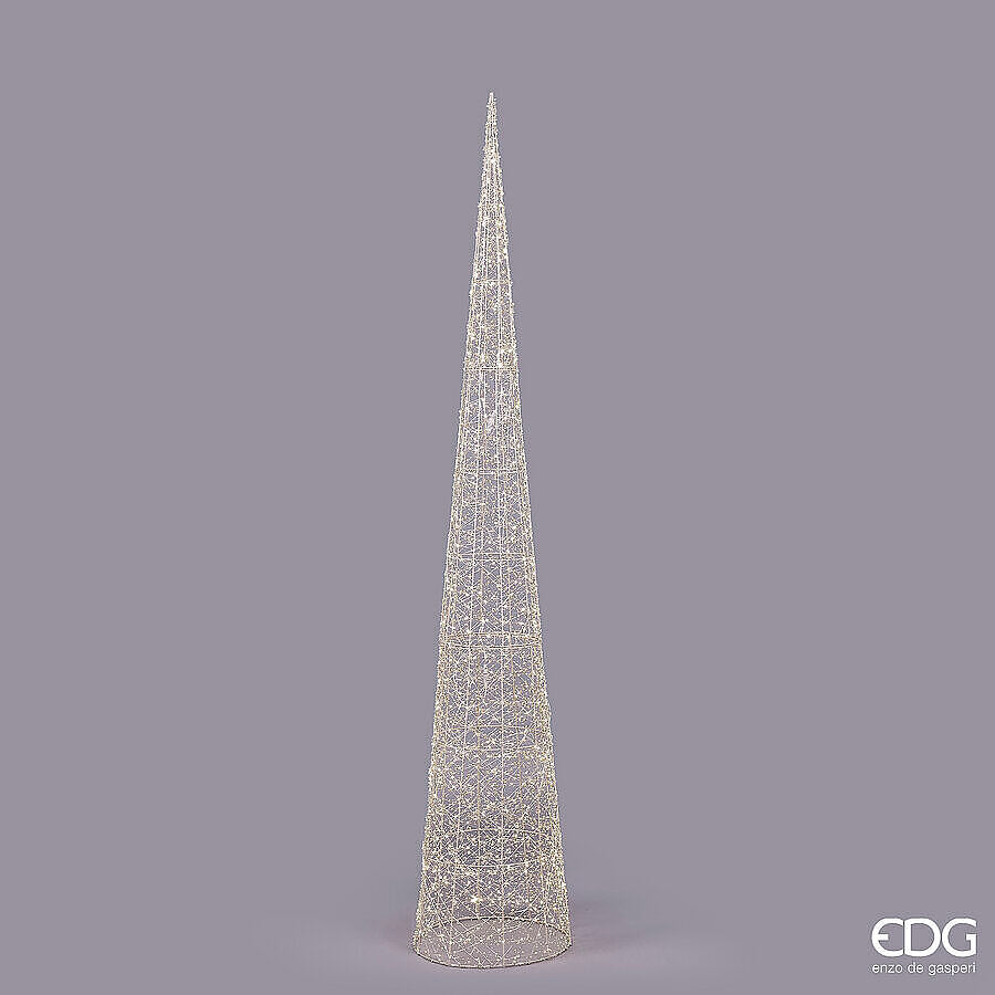 Albero di Natale con 1440 led a forma di cono realizzato in metallo color oro chiaro e decorato con perline diametro cm 40 x 210 h. In negozio e online su tuttochic.it