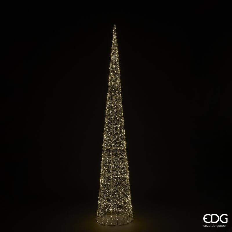 Albero di Natale con 1440 led a forma di cono realizzato in metallo color oro chiaro e decorato con perline diametro cm 40 x 210 h. In negozio e online su tuttochic.it