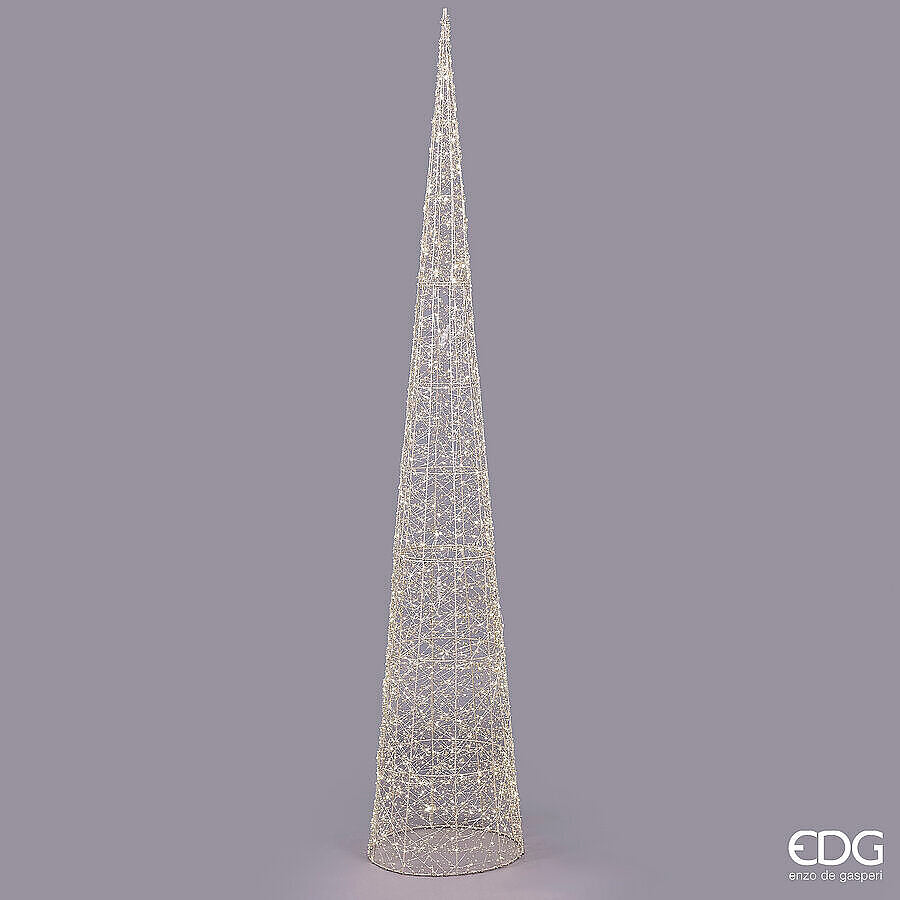 Albero di Natale a forma di cono con 1800 led realizzato in metallo color oro chiaro e decorato con perline diametro cm 45 x 280 h. In negozio e online su tuttochic.it