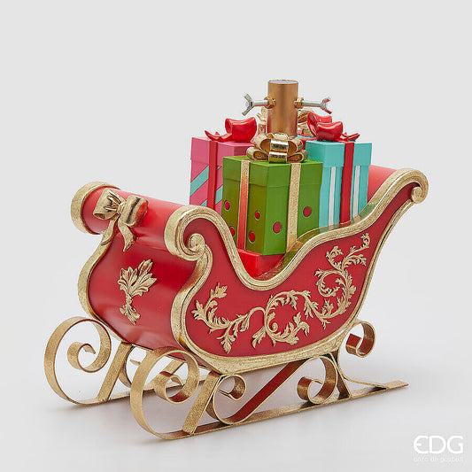 Base slitta firmata EDG Realizzata in poliresina decorata di alta qualità, Adatto per alberi di Natale slim fino a 180 cm di altezza. In negozio e online su tuttochic.it