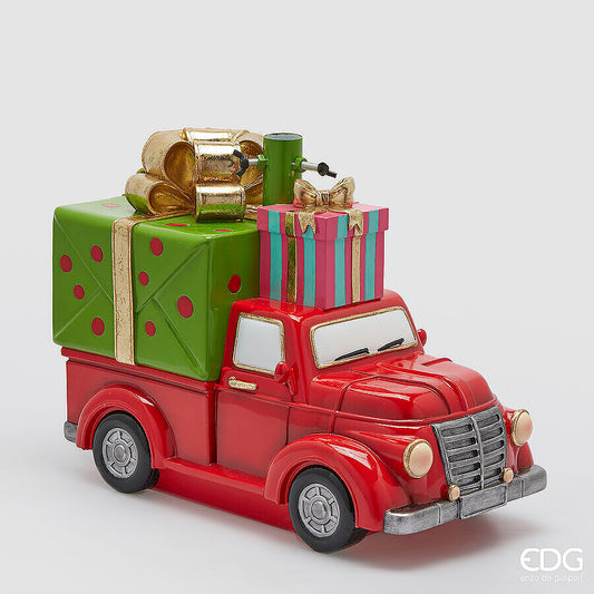 Base Furgone firmata EDG Realizzata in poliresina decorata di alta qualità, Adatto per alberi di Natale slim fino a 180 cm di altezza. In negozio e online su tuttochic.it