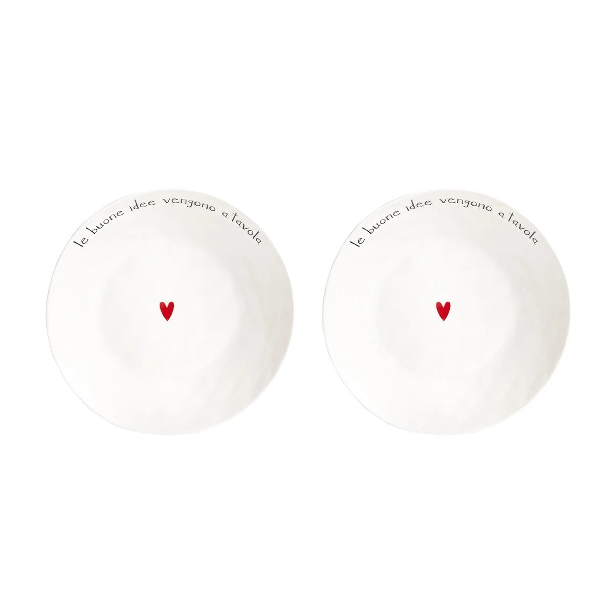 Set di 2 piatti fondi in gres porcellanato, resistenti e decorati con una frase divertente. lavabili in lavastoviglie Dimensioni: cm Ø 19,5 x h 5. In negozio e online su tuttochic.it