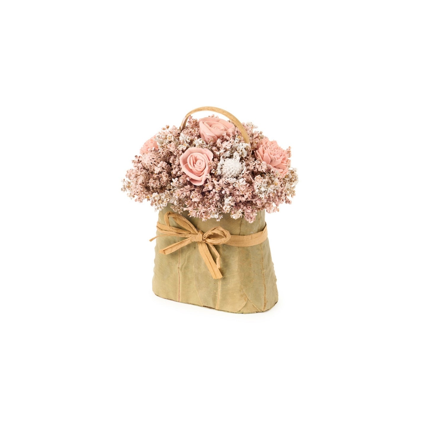 Borsetta soprammobile Bouquet con fiori in carta h 18 La Vie en Rose. Dimensioni: 14.5×11.5× h 18.5 cm. In negozio e online su tuttochic.it