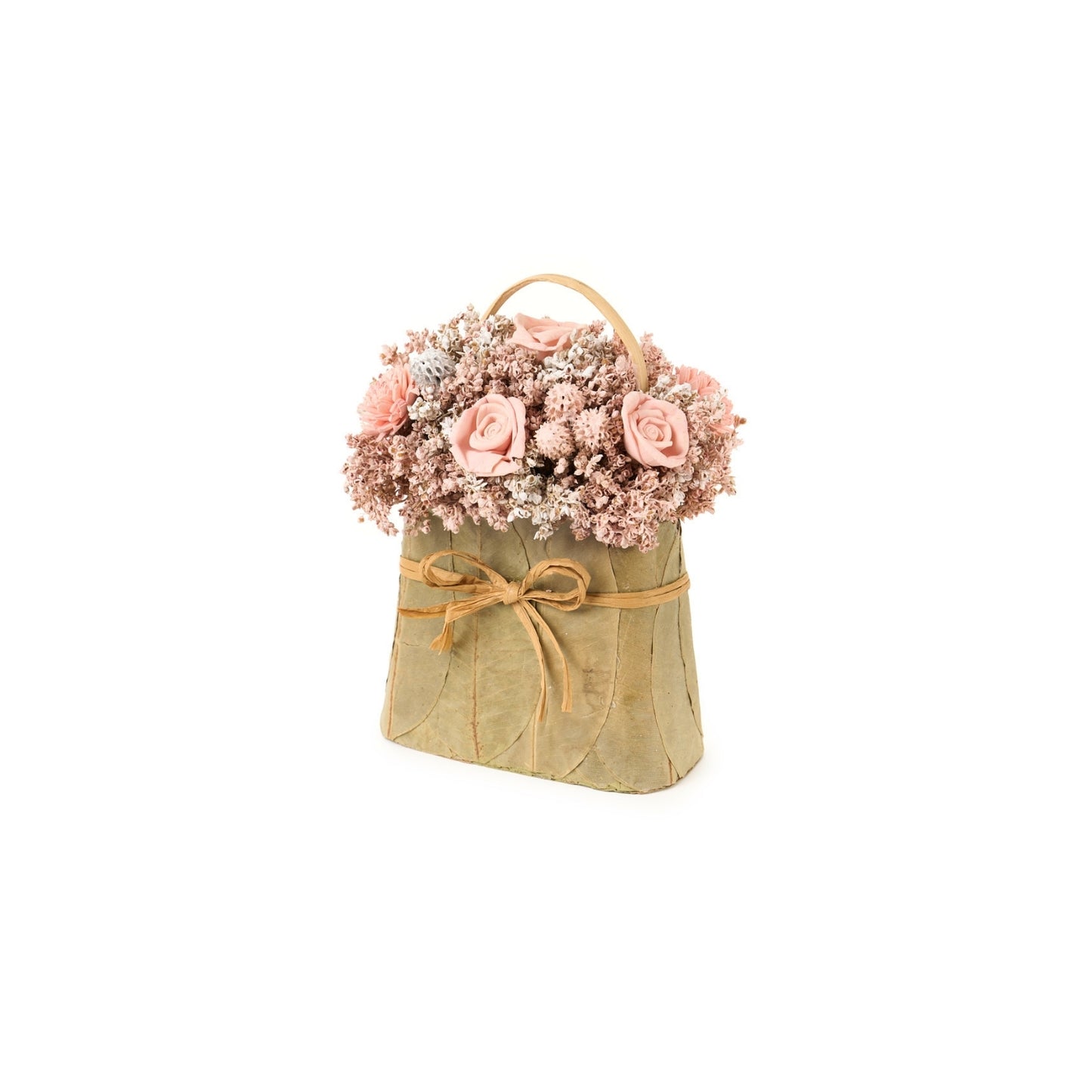Borsetta soprammobile Bouquet con fiori in carta h 22 La Vie en Rose. Dimensioni: 17×12× h 22 cm. In negozio e online su tuttochic.it