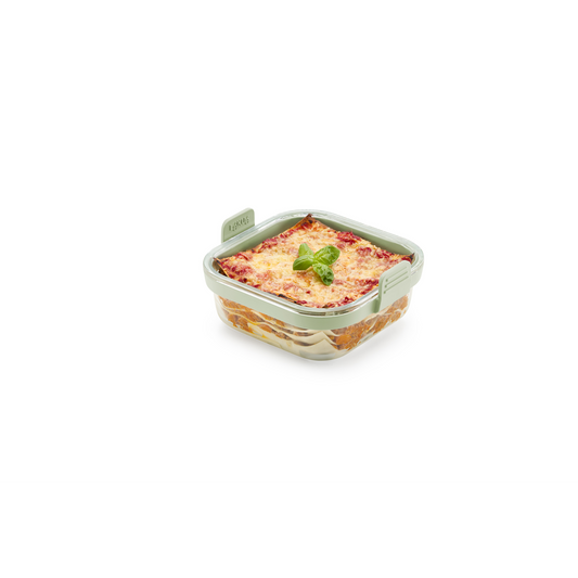 Cestello in vetro Lekuè quadrato con manici in silicone per friggitrice ad aria