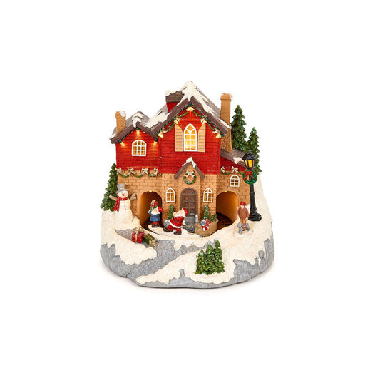 Casa decorativa con treno e luci LED