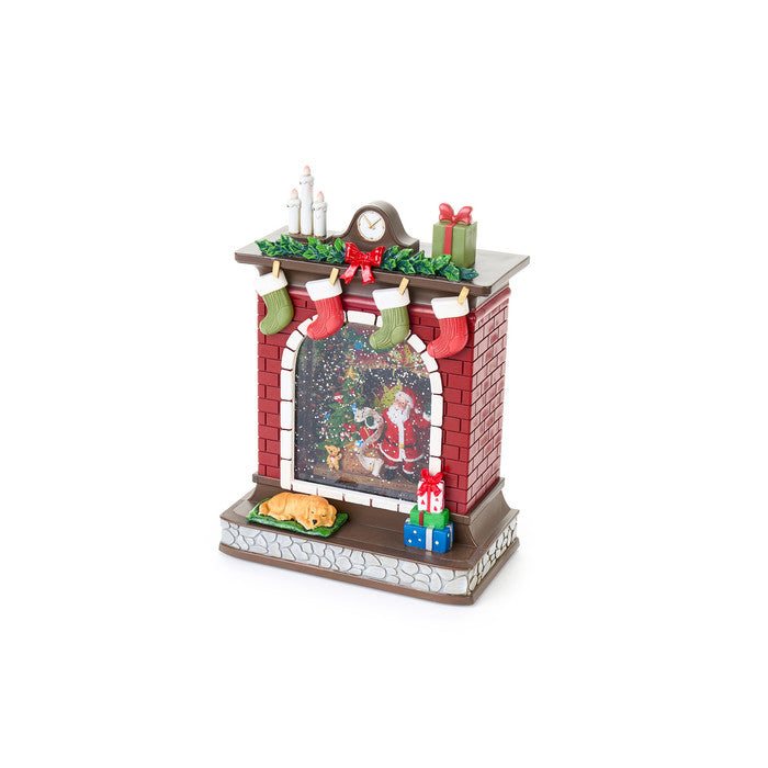 Carillon natalizio caminetto con neve e luci LED – Amelie