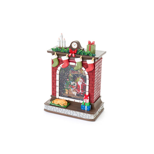 Carillon natalizio caminetto con neve e luci LED – Amelie