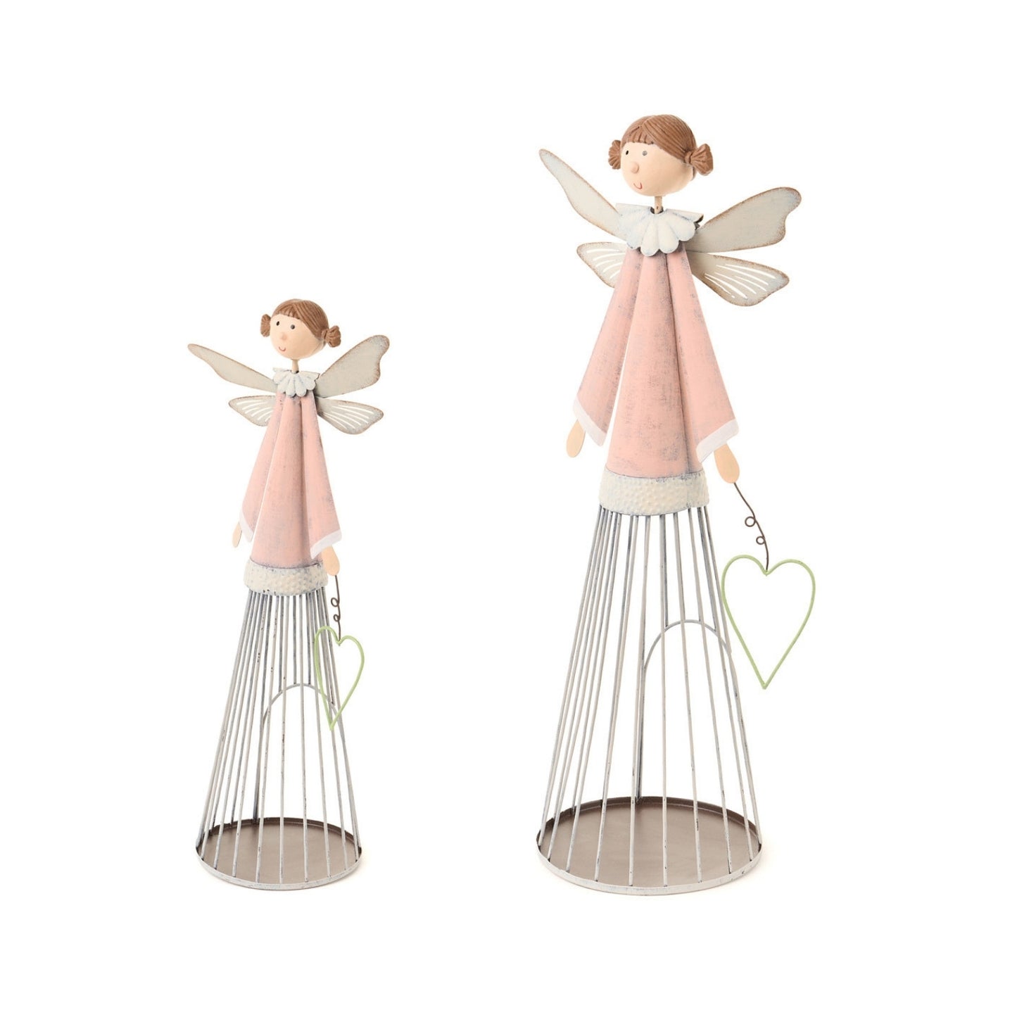 set di 2 decorazioni Bimba in metallo "La vie en rose". Colloca una candelina o un oggetto di tua scelta nella parte inferiore per illuminare e decorare Dimensioni: 30.5×11.5×9 cm – 38.5x16x12 cm. In negozio e online su tuttochic.it