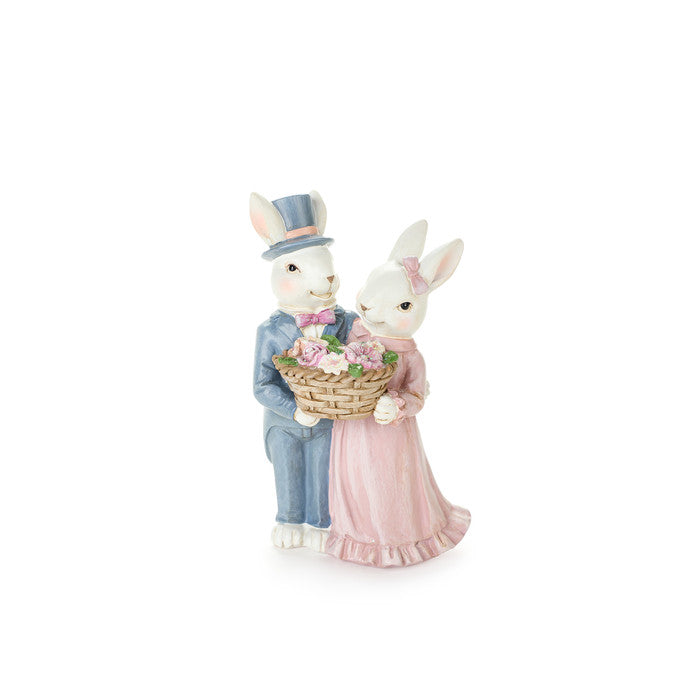 Vivi la dolcezza della Pasqua con quest'adorabile coppia di coniglietti sposini in resina decorata! Dimensioni: 9.5x7x16 cm. In negozio e online su tuttochic.it