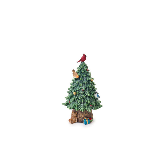 Albero in resina con uccellino decorativo – H31 cm