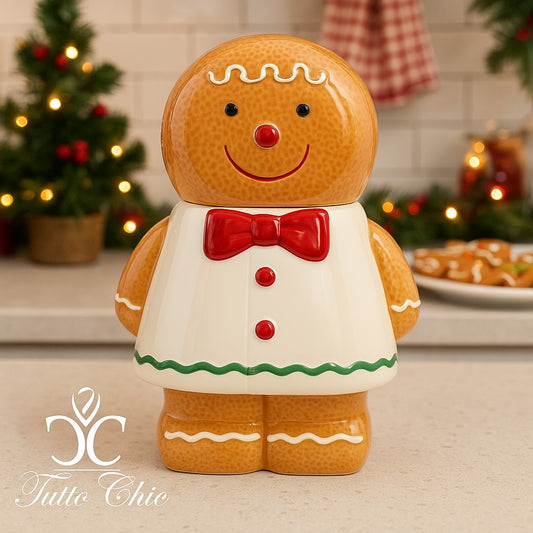 biscottiera Pan di Zenzero maschietto in ceramica