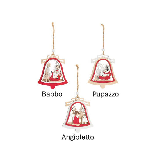 Decorazioni natalizie in legno a forma di campana– Nuvole di Stoffa