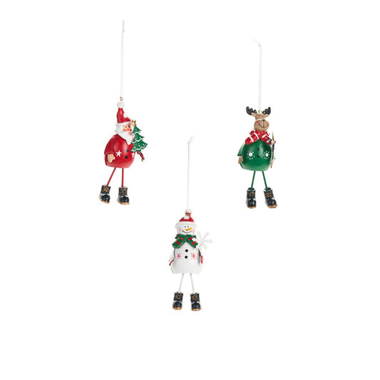 Decoro natalizio da appendere in metallo: Babbo, Pupazzo, Renna