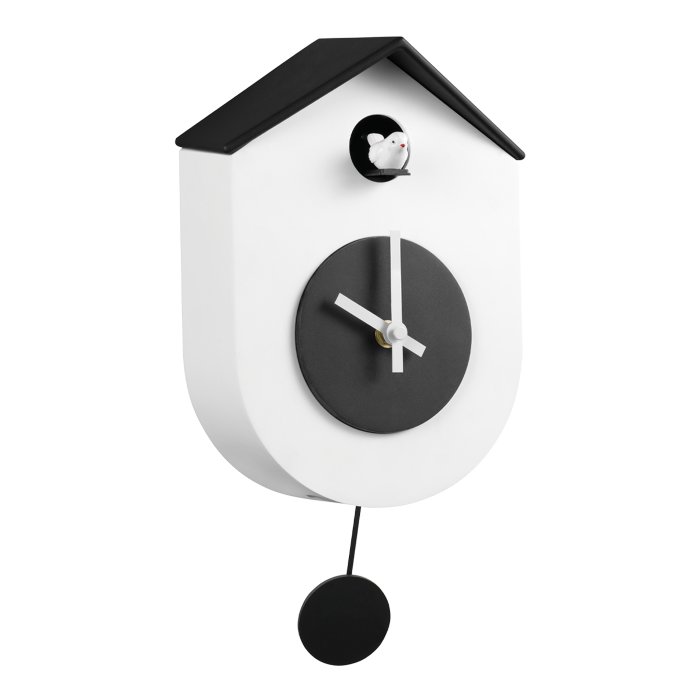 Orologio da parete cucù bianco e nero Mascagni Casa con pendolo e funzione notte automatica