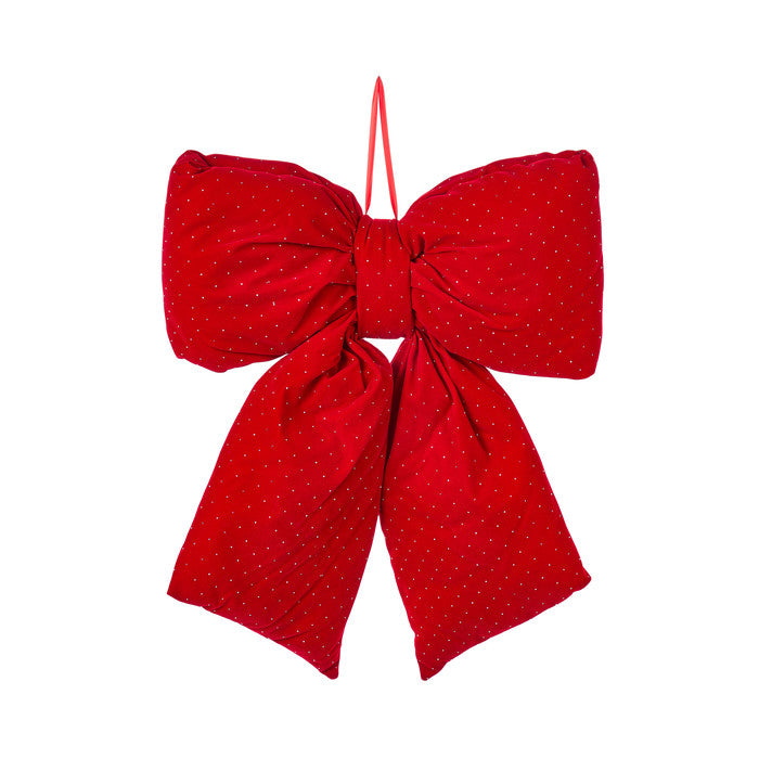 Fiocco natalizio rosso velluto  con glitter – Nuvole di Stoffa