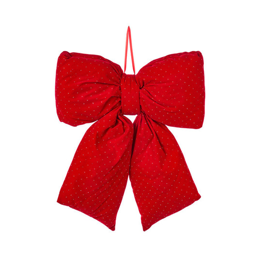 Fiocco natalizio rosso velluto  con glitter – Nuvole di Stoffa