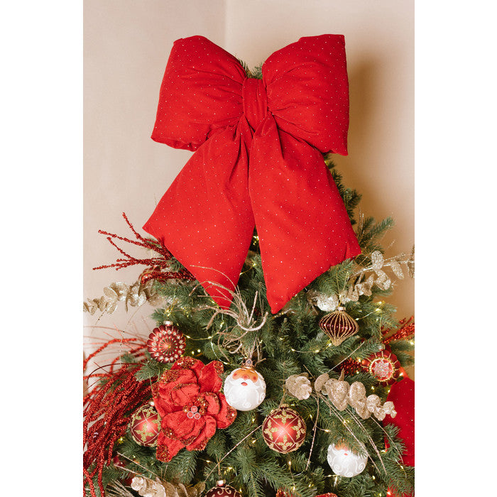 Fiocco natalizio rosso velluto  con glitter – Nuvole di Stoffa