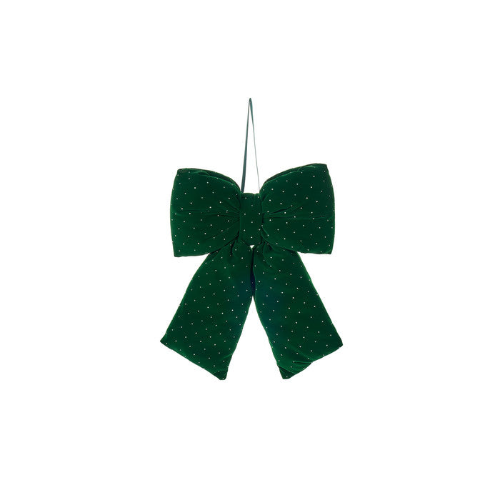 Fiocco natalizio velluto verde  con glitter – Nuvole di Stoffa