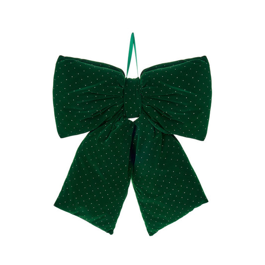 Fiocco natalizio velluto verde  con glitter – Nuvole di Stoffa