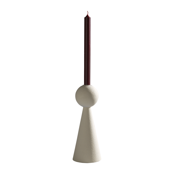 Portacandela in metallo effetto ceramica talco Mascagni Casa H 17,5 x Ø 9 cm, senza candela