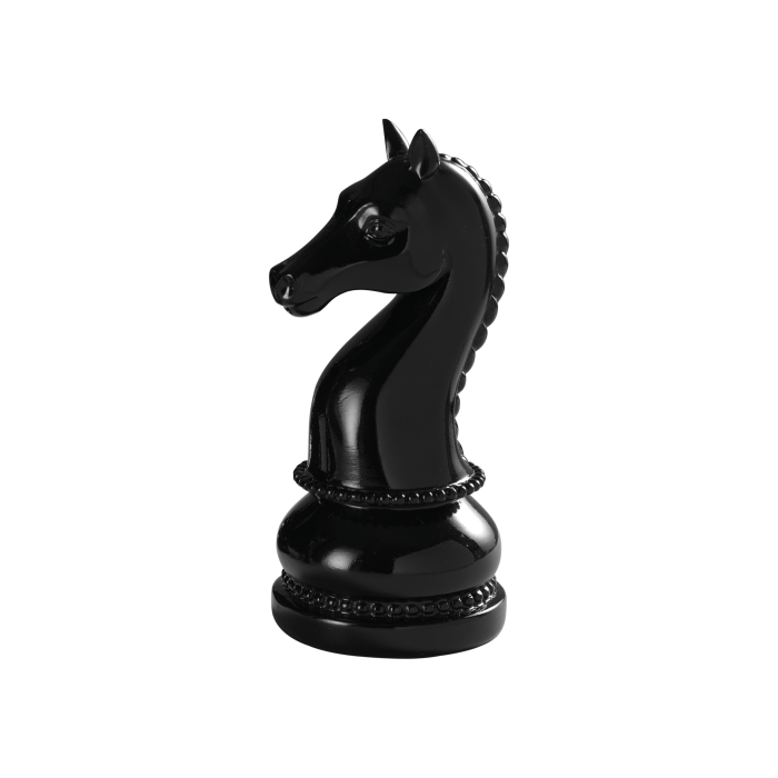 Figura decorativa Cavallo degli Scacchi in resina nera Mascagni Casa 22,5 cm – Collezione Black Chess