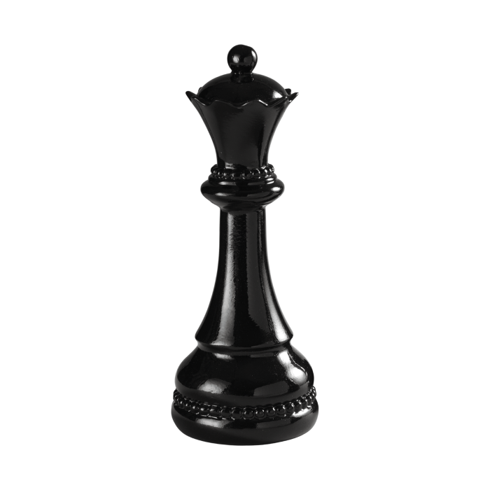 Figura decorativa Regina degli Scacchi in resina nero lucido Ø 10,5 x H 26,5 cm – Mascagni Casa