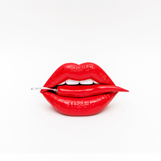 Bocca è una scultura moderna artigianale realizzata in resina di qualità, tutta Made in Italy. Questa fantastica opera d'arte costituisce un elemento unico ed originale, una bocca con un peperoncino nella parte anteriore. Dimensioni: cm 25 x 9,5 x 15 h - Peso: kg. 1,617. In negozio e online su tuttochic.it