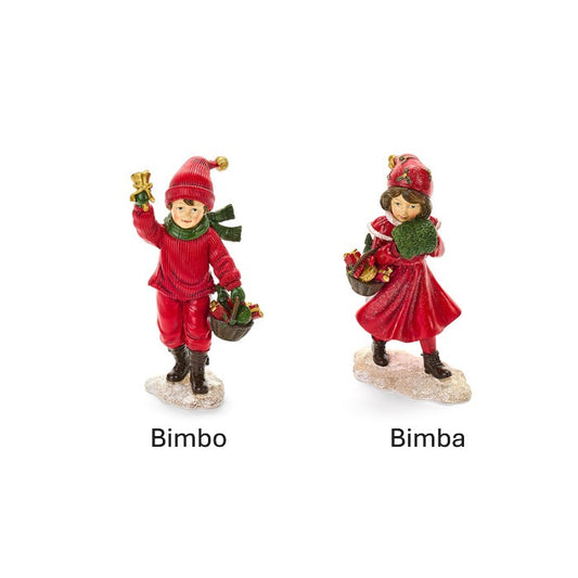 Decorazioni natalizie in resina con doni, bimbo e bimba