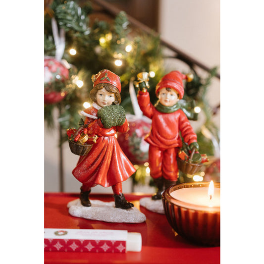 Decorazioni natalizie in resina con doni, bimbo e bimba