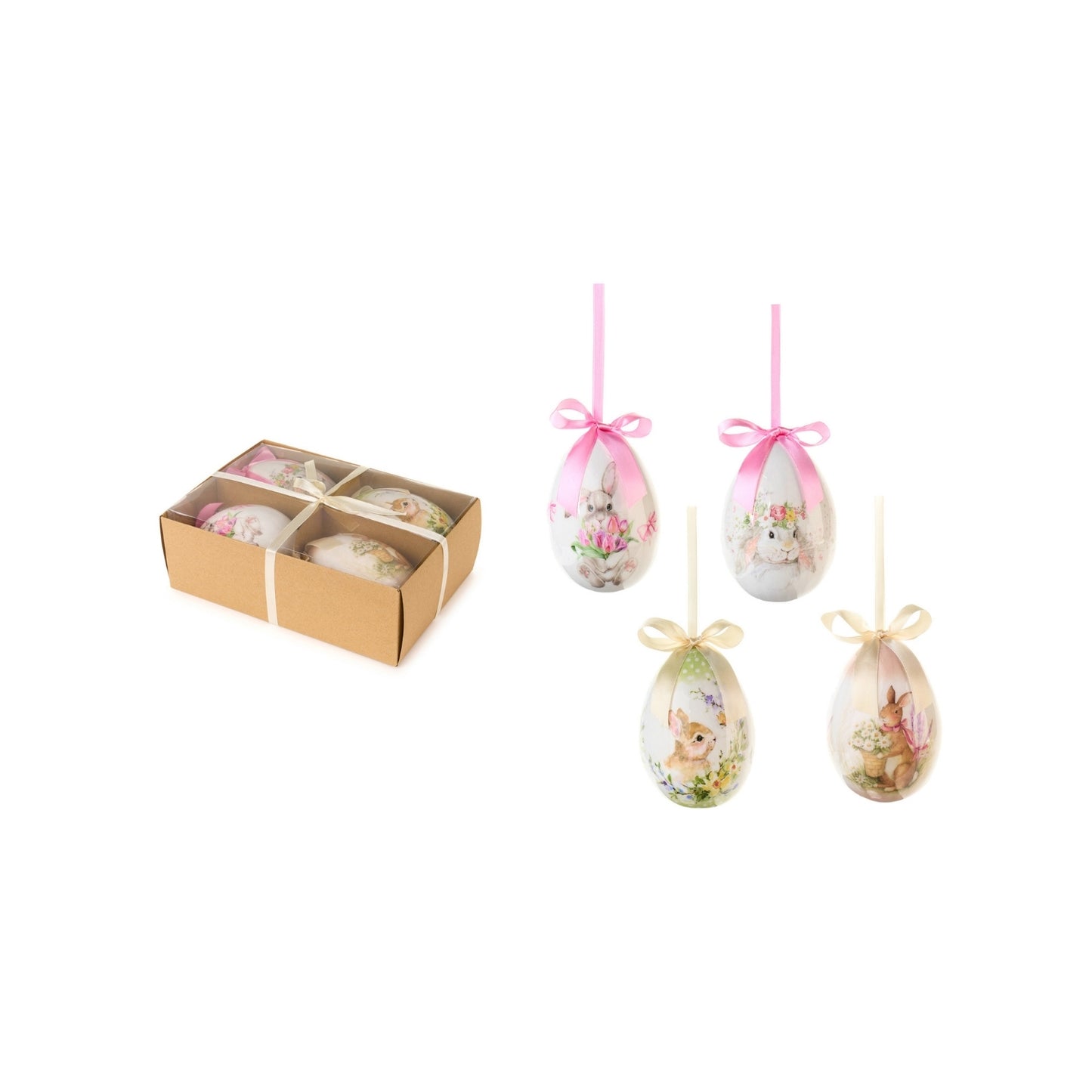 Rendi la Pasqua ancora più allegra con la confezione di 6 uova in decori assortiti. Dimensioni singolo uovo: cm 8 x 12 h. In negozio e online su tuttochic.it