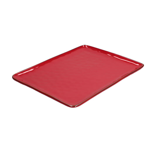 Vassoio rettangolare in porcellana di colore corallo. Colori e forme moderne si mescolano con armonia ed elementi della tradizione. Dimensioni: cm 36 x 26,5 Materiali: Stoneware Lavabile in lavastoviglie. Utilizzabile in microonde. In negozio e online su tuttochic.it