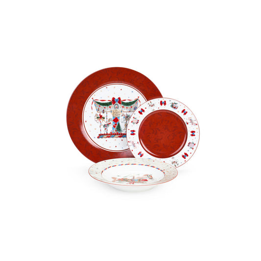 set 18 piatti natalizi da tavola in porcellana decoro La Giostra di Amelie